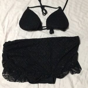 Black crochet bikini
